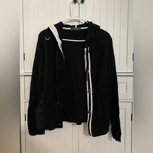 Lauren - Ralph Lauren - Women’s Sweater / Hoodie- Petite - Black with white trim